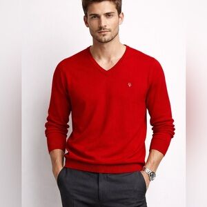 Vintage Christian Dior Monsieur men’s V-neck sweater in a rich red in M